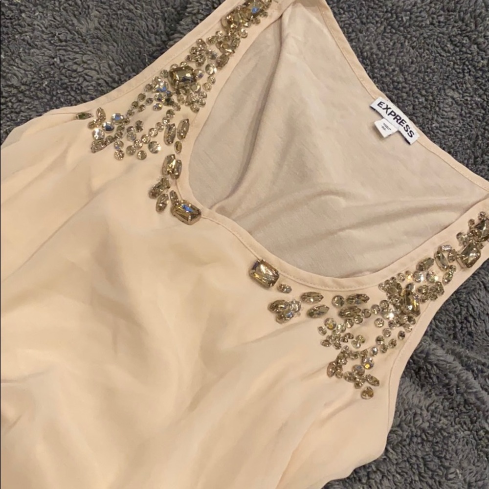 Express Champagne Bedazzled Pink Chiffon Tank xs